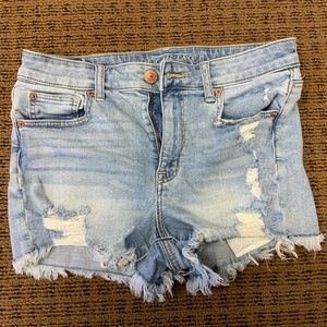 American Eagle Outfitters Light Blue Distressed Denim Jean Shorts